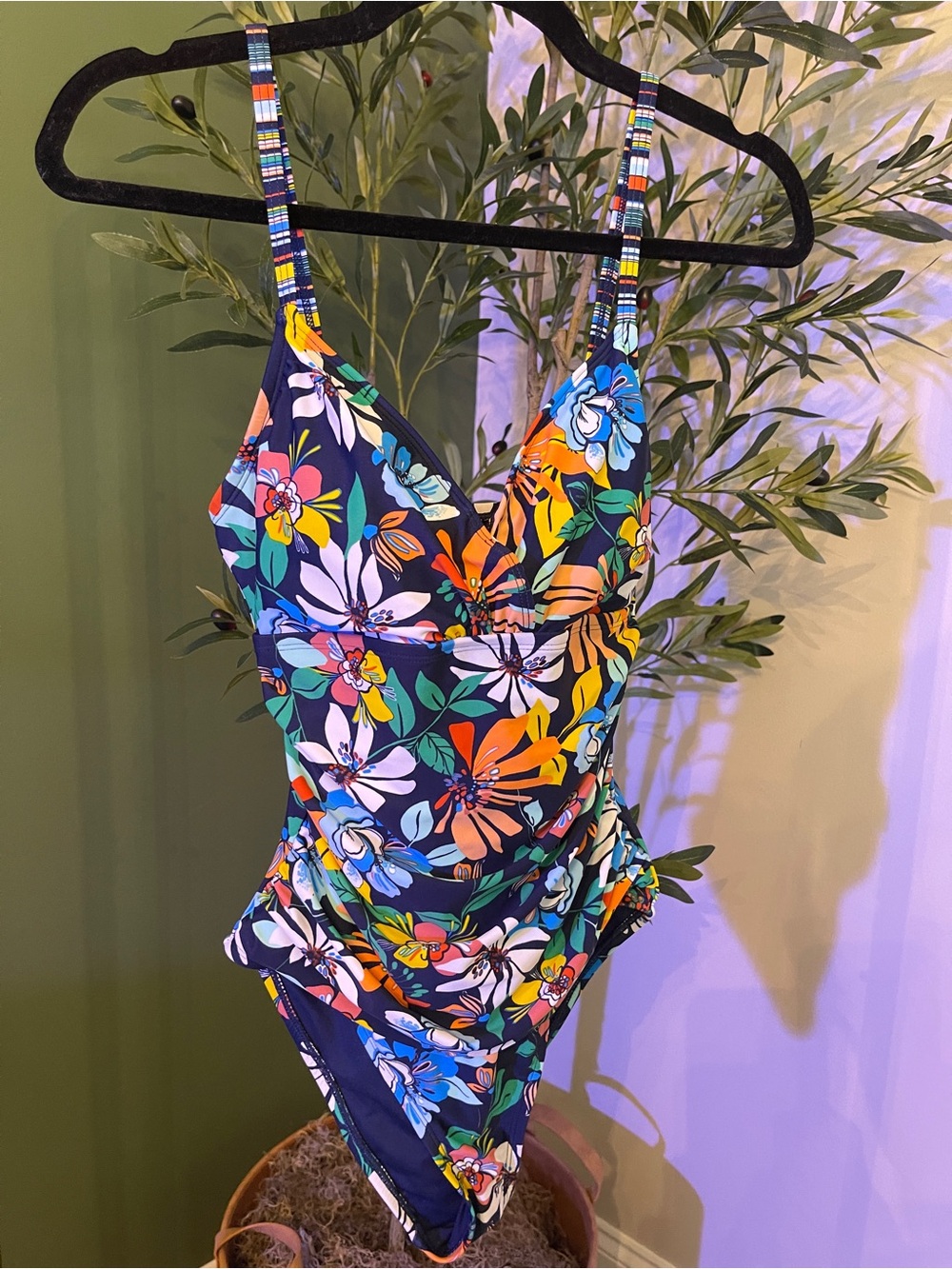 Floral One-Piece Swimsuit - Navy Multi